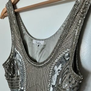 Parker silver beaded tank dress